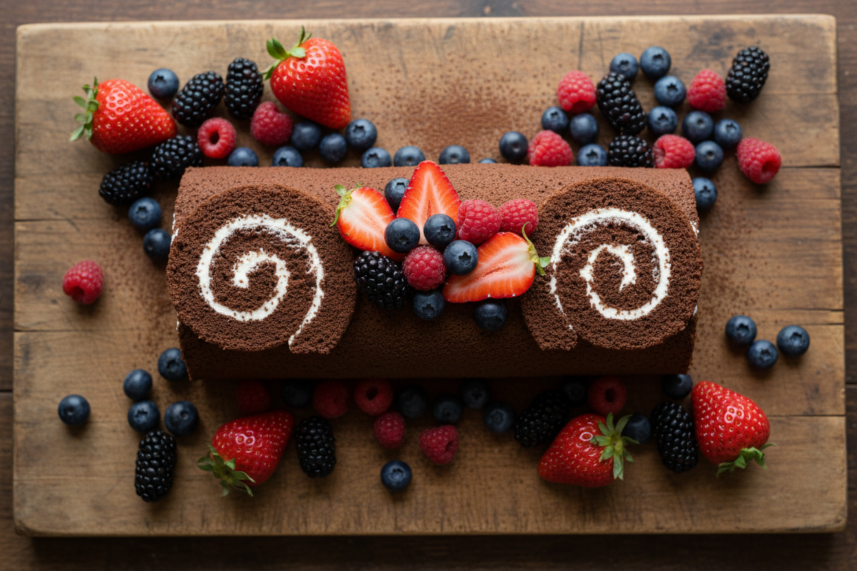 do a darker chocolate cake with more fruit